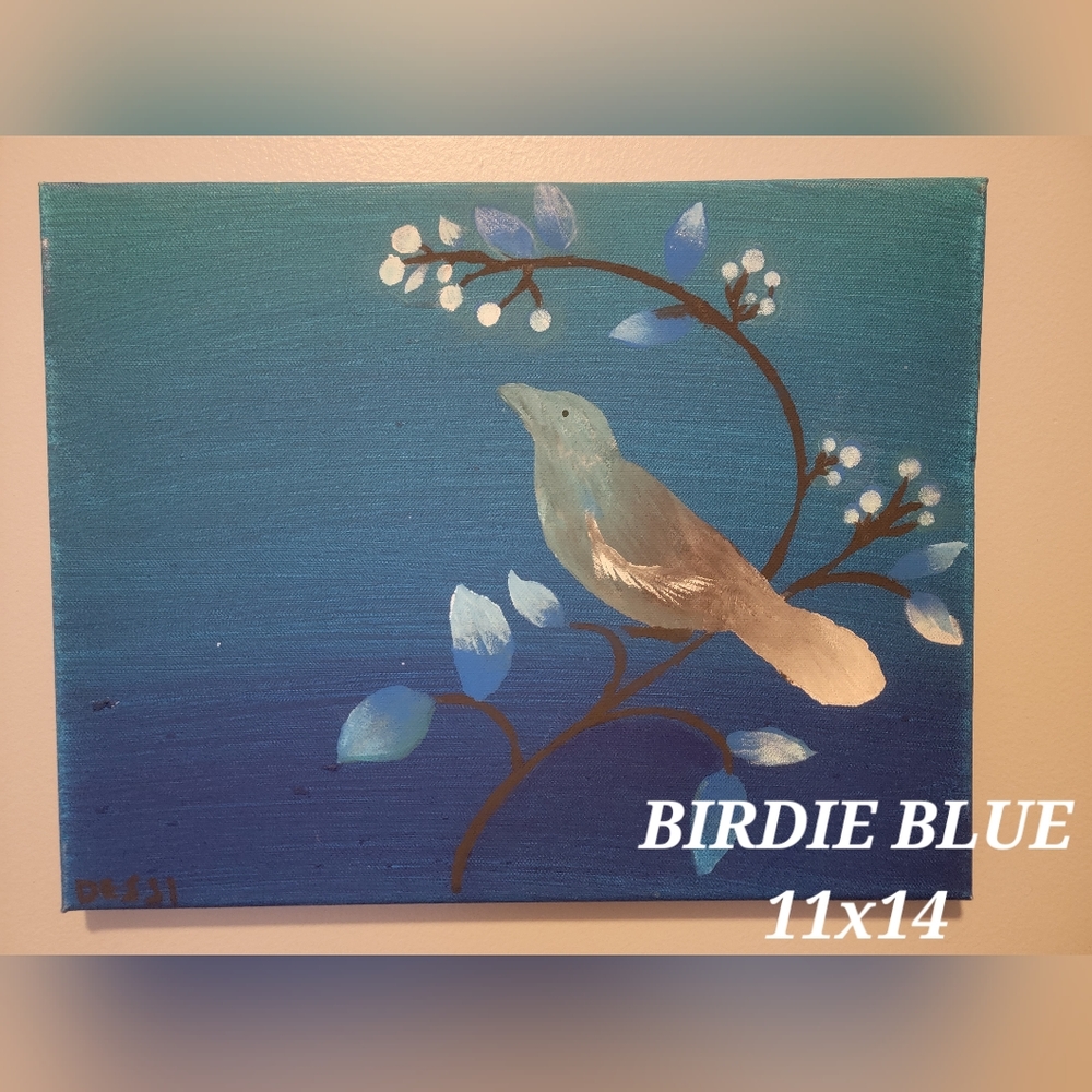 Birdie Blue Hand Painted Canvas